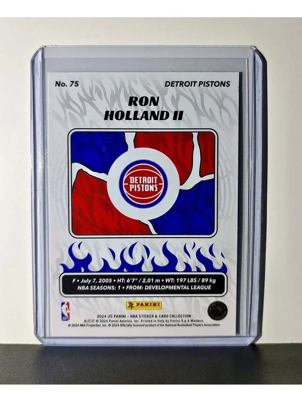 Ron Holland II Rookie 2024-25 Panini NBA #75 Foil Sticker Card Detroit Pistons